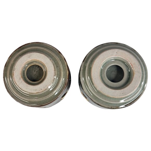 Otagiri Somayaki Soma Ware Double Wall Crackle Glaze Tea Sake Cup Set Of 2 Heart - Picture 7 of 7